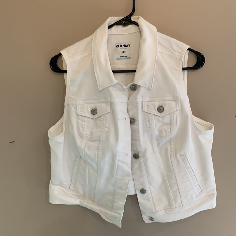 Old Navy White Denim Vest (Large)